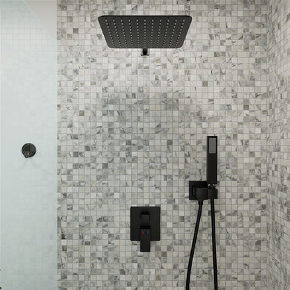 10&quot; Wall Mount Square Shower Systems with Head Shower &amp; Hand Shower Combo Set
