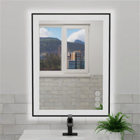 GIVING TREE 28"/32"/36"/40" LED Bathroom Mirror with Black Frame, Anti-Fog, Shatter-Proof, Memory, 3 Colors