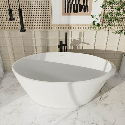 67&quot; Acrylic Oval Modern Freestanding Soaking Bathtub White