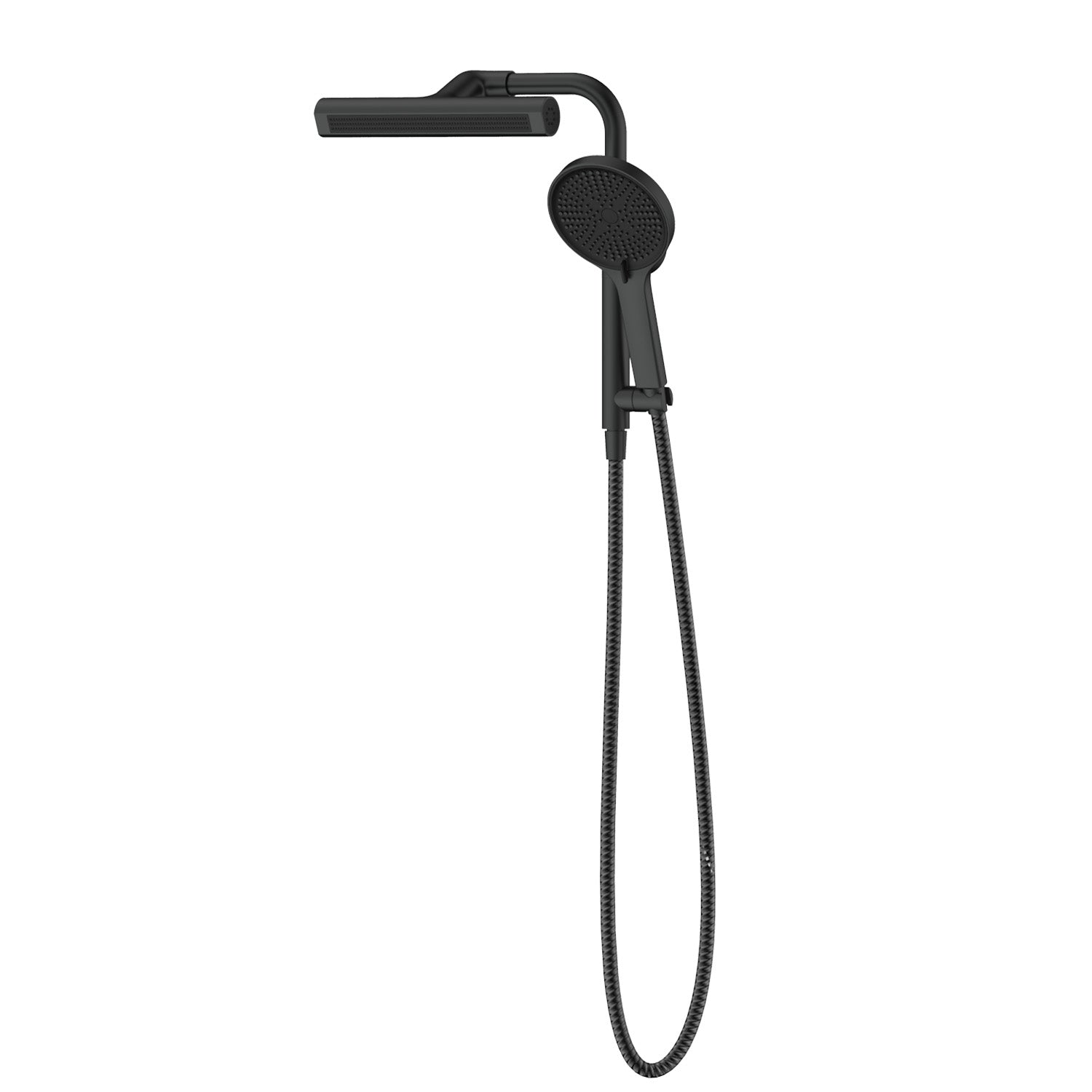 8" Wandstangen-Duschset mit 360° drehbarem zylindrischem 3-Strahl-Duschkopf und 6-Strahl-Handbrause