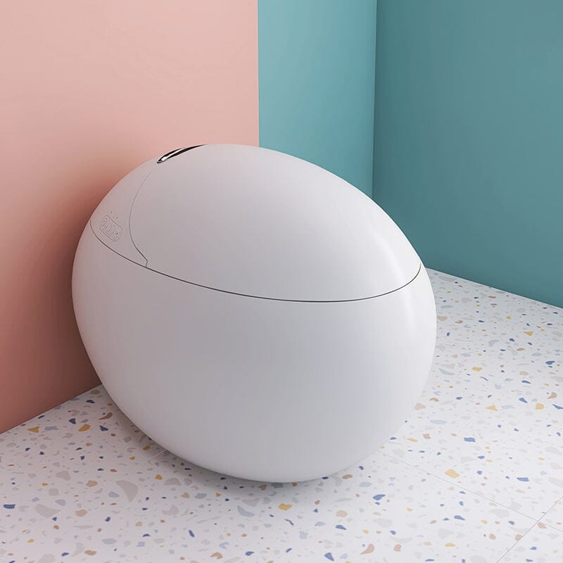 Modern White Egg-Shaped Smart Toilet with Remote Control