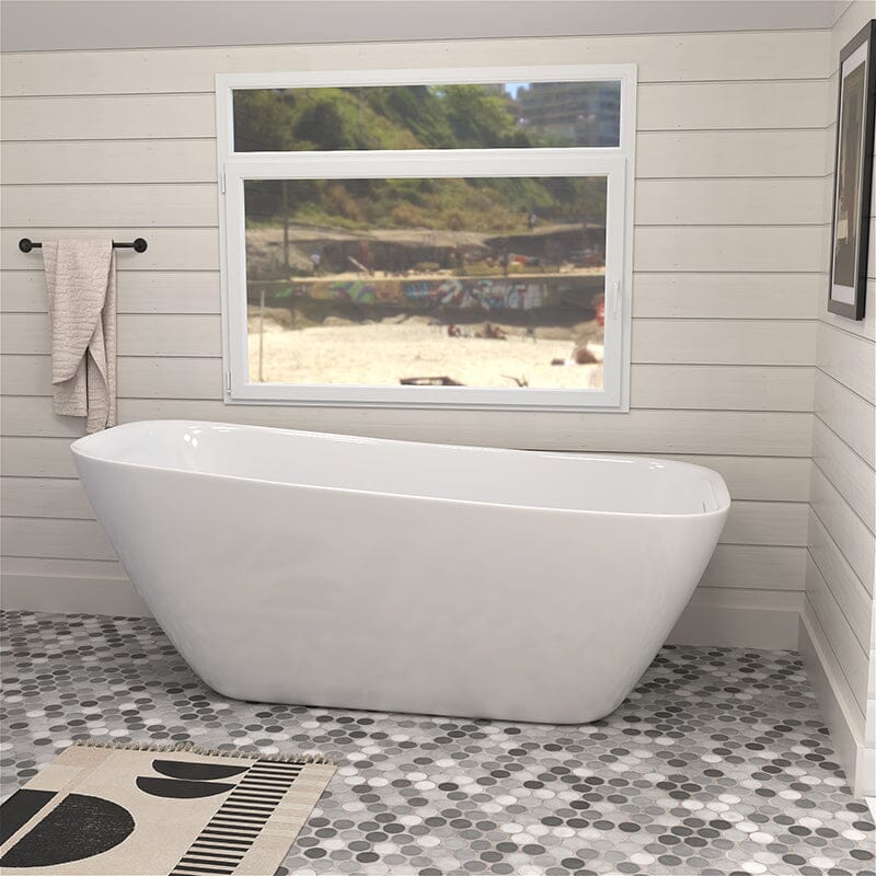 59&quot; Acrylic Single Slipper Tub Freestanding Soaking Bathtub