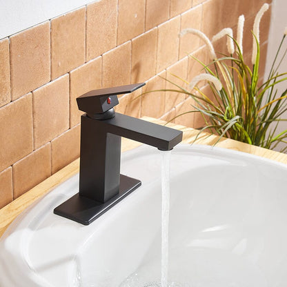 Single handle bathroom faucet with pop-up drain