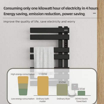 Electric Towel Warmer, Heated Towel Rack with Touch Panel, Timer &amp; Adjustable Temperature, Flat 7 Bar Towel Warmer, Plug-in