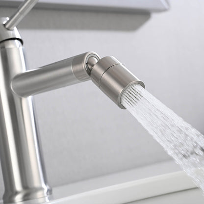 2 Mode 360° Rotating Aerator Brushed Nickel Sink Faucet