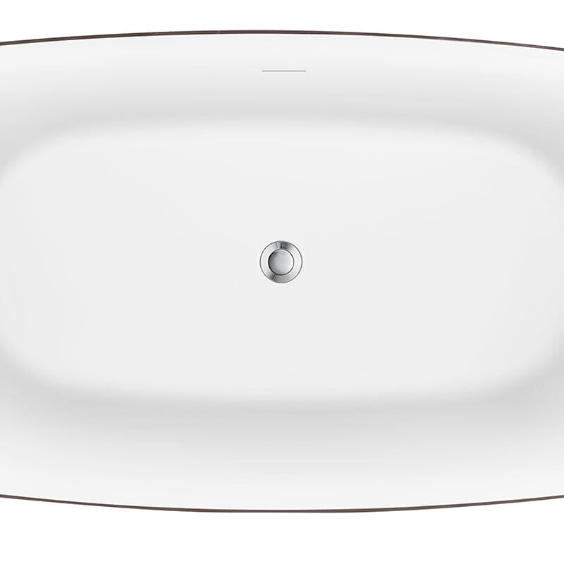 Detail of interior wall of 59-inch oval acrylic brown soaking tub