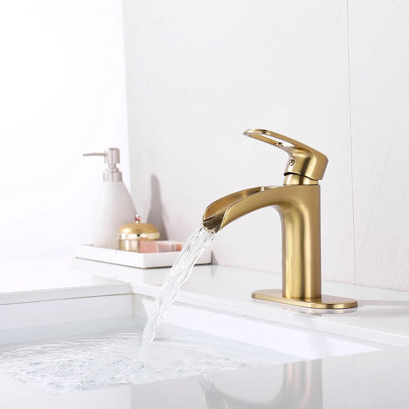 Waterfall Single Hole Single-Handle Bathroom Sink Faucet with Pop-up Drain Assembly