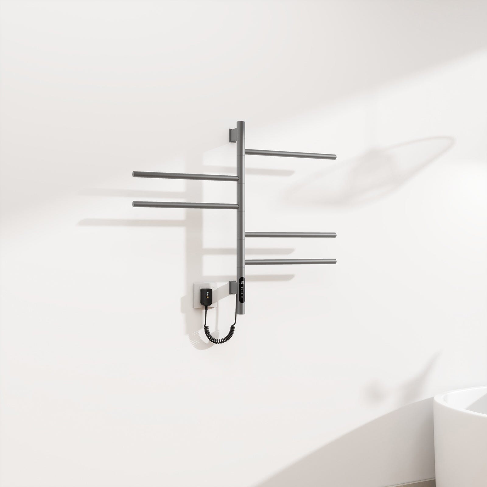 Heated Towel Racks for Bathroom, 180° Rotating Wall Mounted Towel Warmer with Built-in Timer