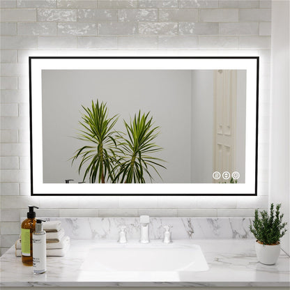 GIVING TREE 28&quot;/32&quot;/36&quot;/40&quot; LED Bathroom Mirror with Black Frame, Anti-Fog, Shatter-Proof, Memory, 3 Colors