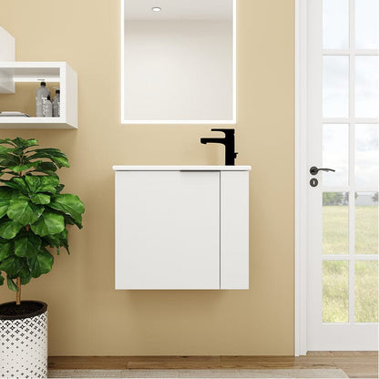 22 Inch Small Bathroom Vanity Cabinet with Sink Float Mounting Design, Soft Close Door