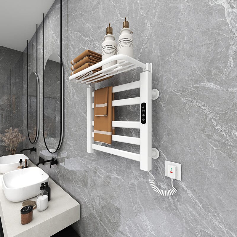 Bathroom Wall Mounted Smart Heated Towel Rack with Top Shelf
