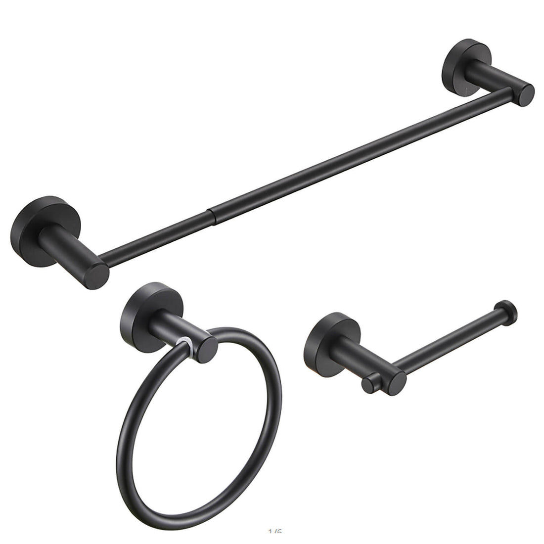 3-Piece Matte Black Space Aluminum Bathroom Hardware Set with Adjustable Towel Bar