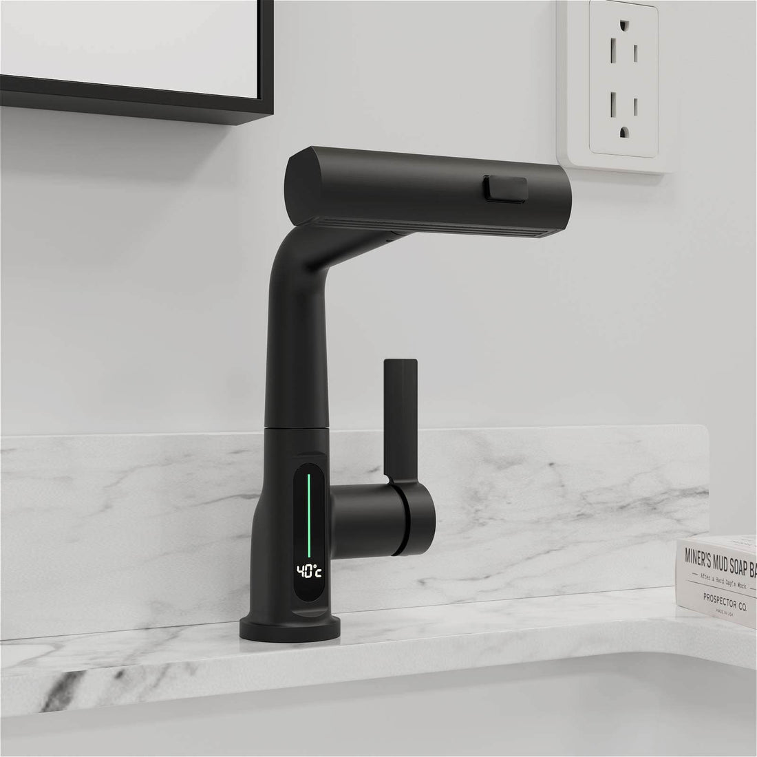 3 water flow modes lavatory faucet with temperature display