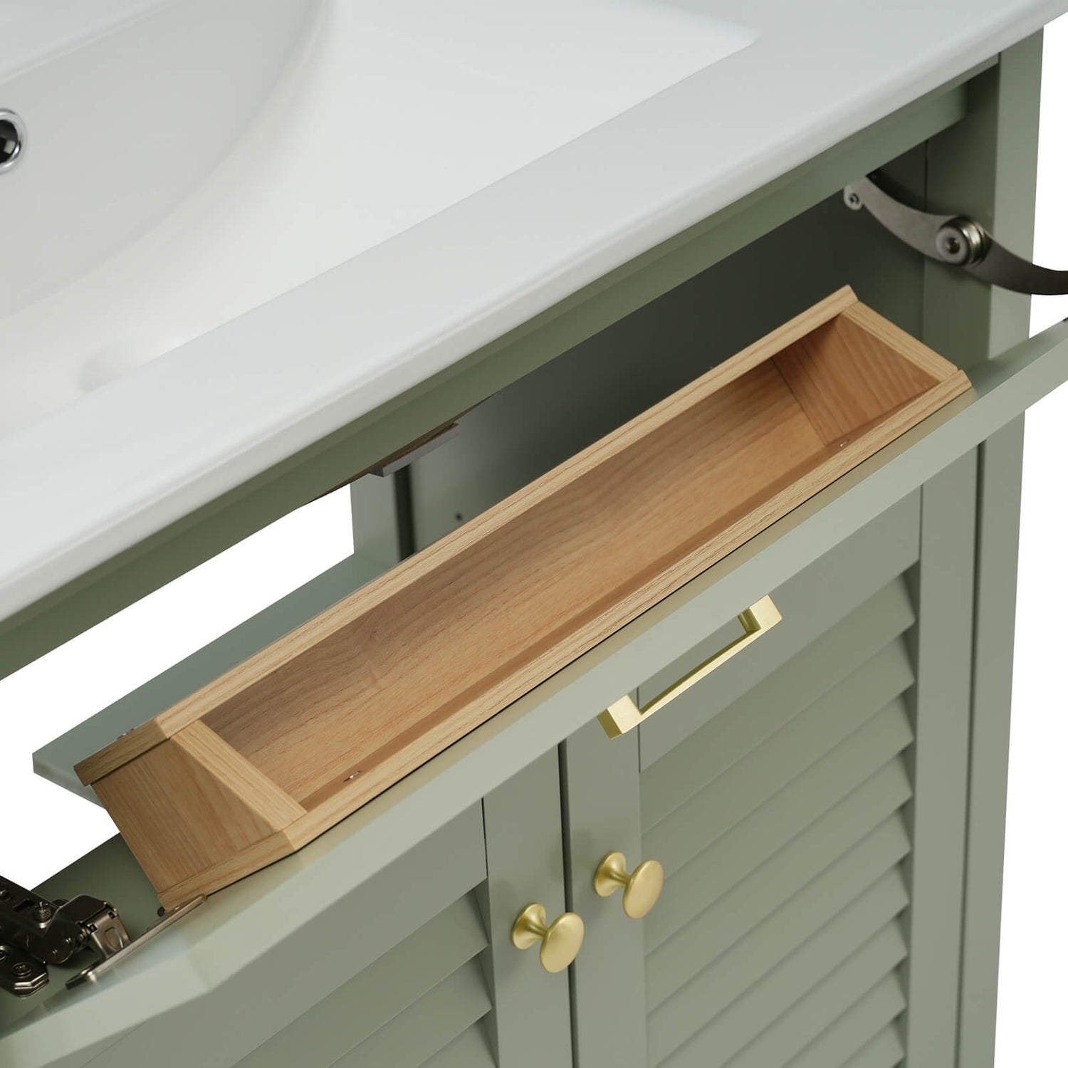 30 Bathroom Vanity Flip Top Drawer with 2 Louvered Doors