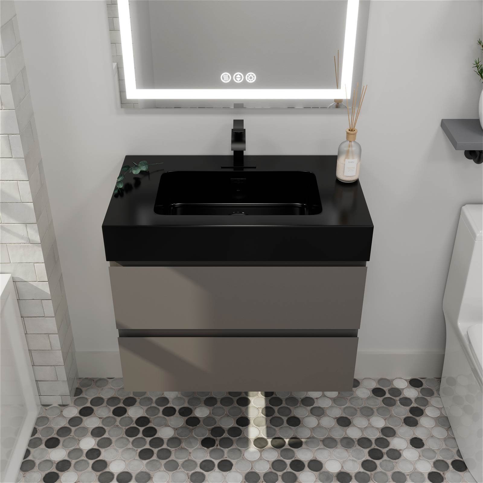 30&quot; Gray Contemporary Floating Bathroom Vanity
