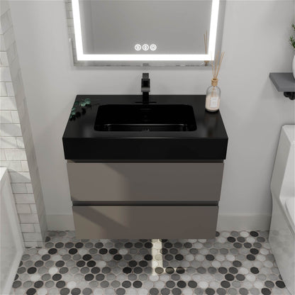 30&quot; Gray Contemporary Floating Bathroom Vanity