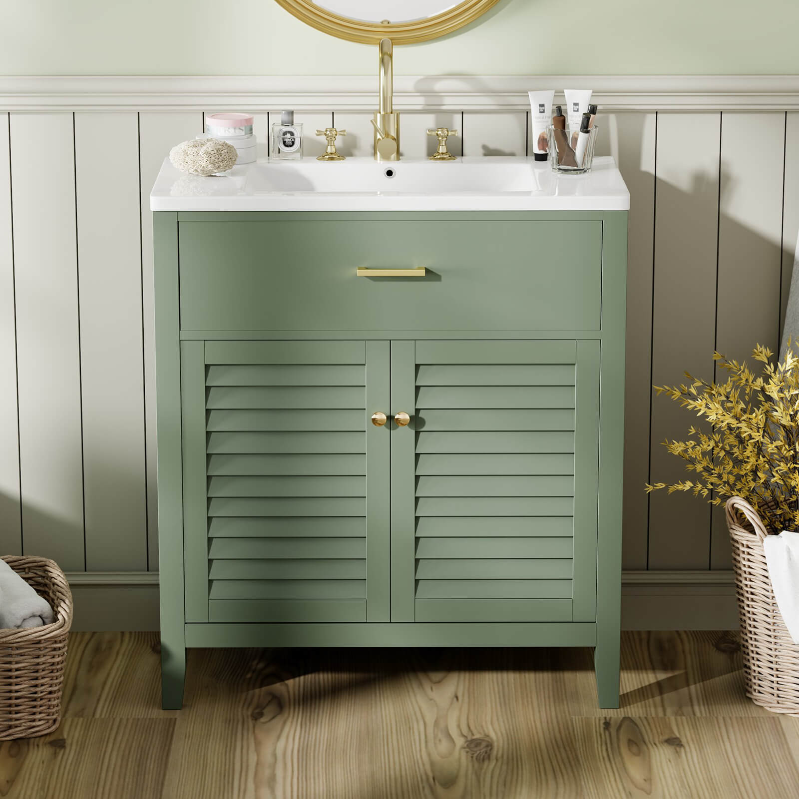 30" Bathroom Vanity with 2 Louvered Cabinet Doors - Giving Tree