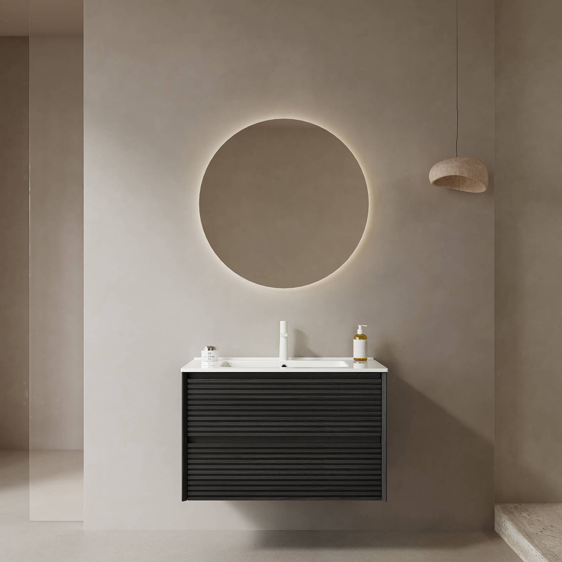 30 in Black Pre Assembled Plywood Bathroom Vanity