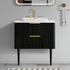 30 in Black Wall Mounted Vanity with 2 Tapered Legs