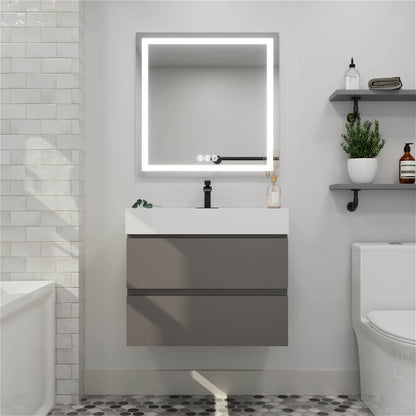 30 in Gray Wall Mounted Bathroom Vanity Unit