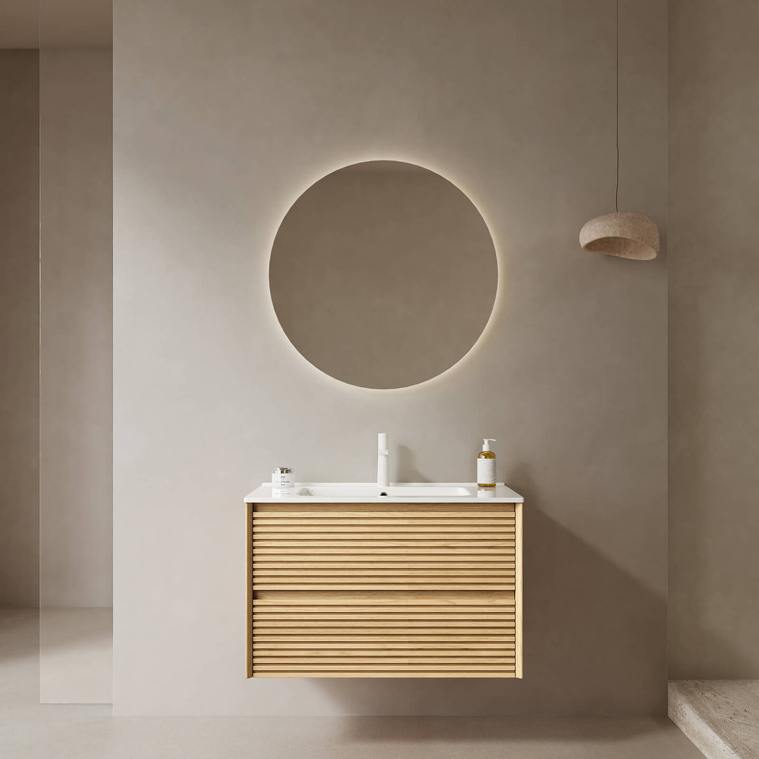 30 in Light Oak Pre Assembled Plywood Bathroom Vanity