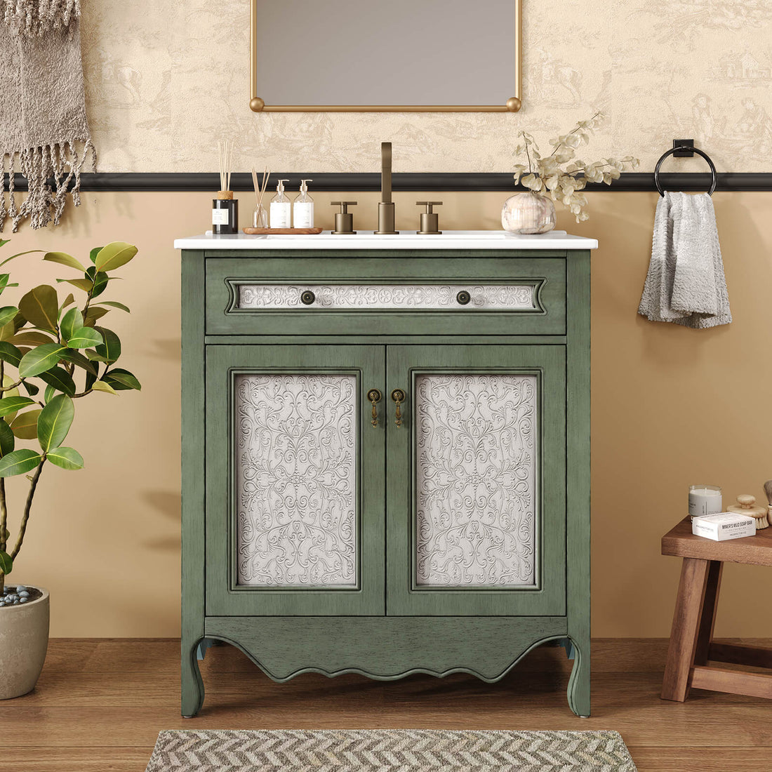 30 in Vintage Victorian Bathroom Vanity