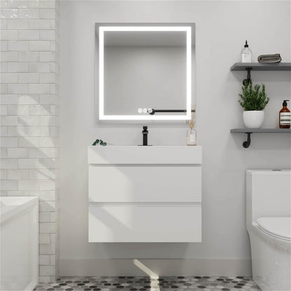 30 in White Wall Mounted Bathroom Vanity Unit