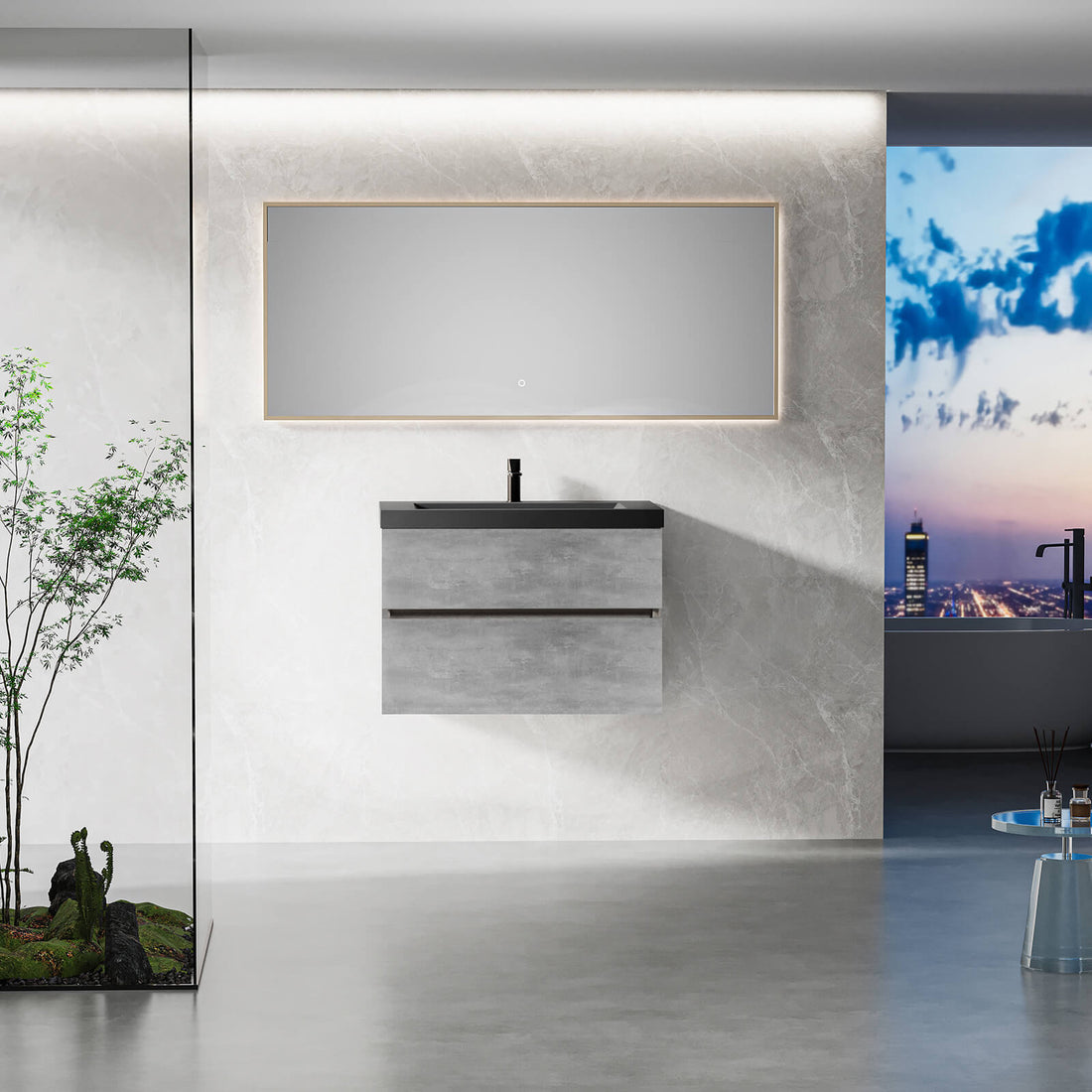 30 inch Cement Gray Floating Bathroom Vanity