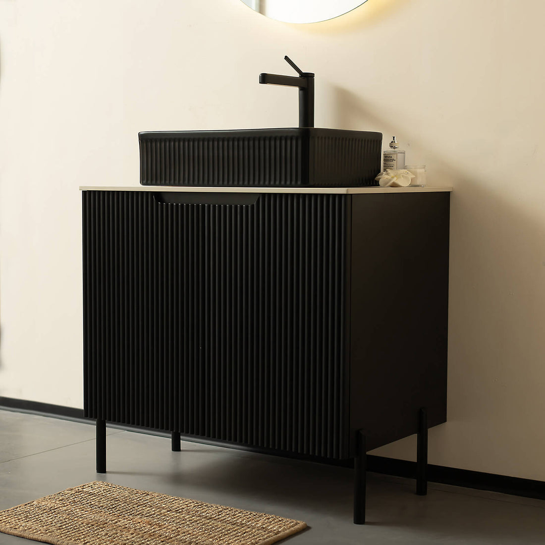 30 inch black bathroom vanity with ceramic sink