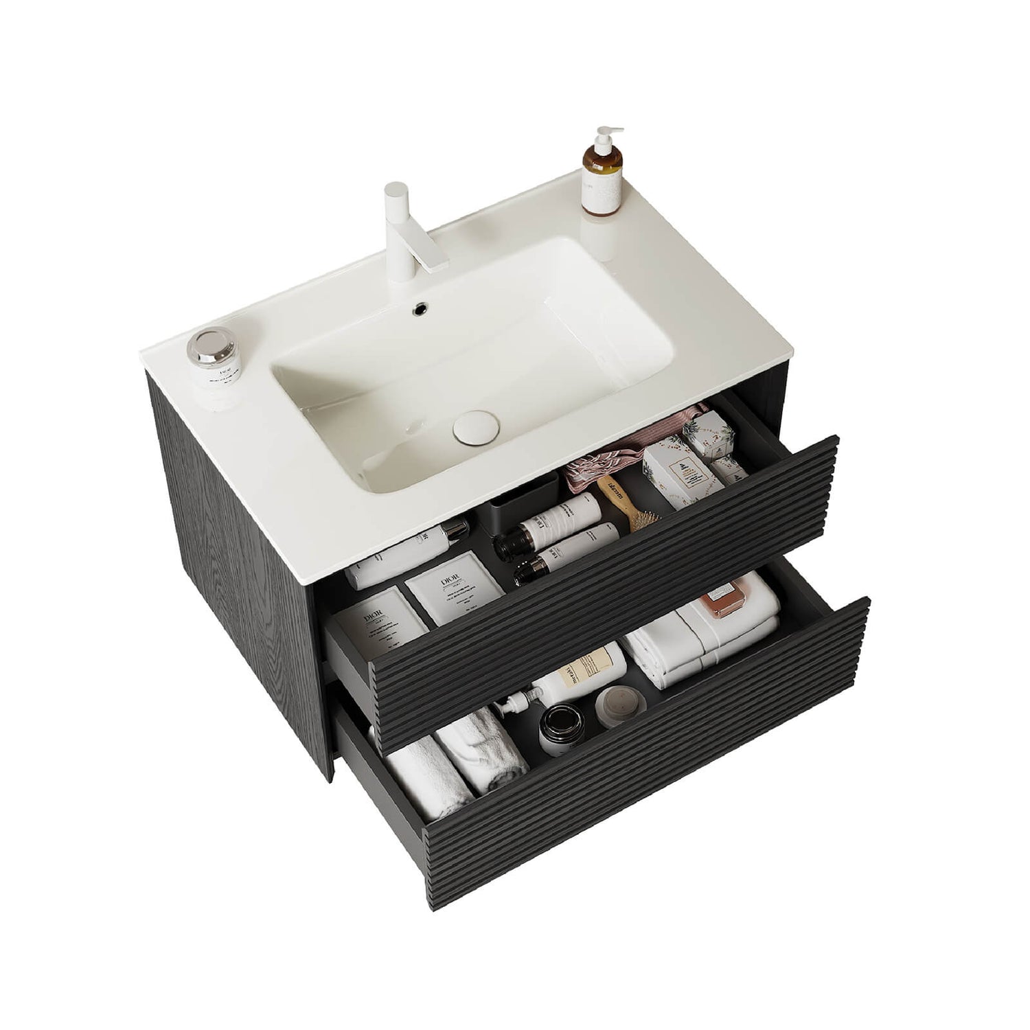 30 inch black bathroom vanity with ceramic sink