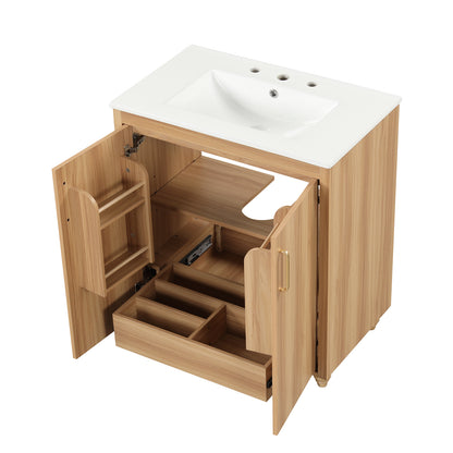 30 inch freestanding vanity with durable MDF panels