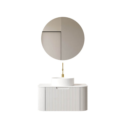 30 inch white bathroom vanity with sintered stone countertop