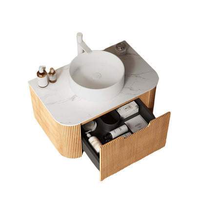 30 inch white oak bathroom vanity with sintered stone top