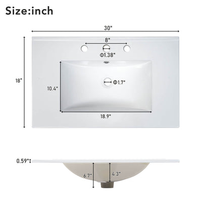 30 Inch Green Bathroom Vanity Top Ceramic Sink Dimensions Specifications with Frosted Glass Door