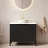 30 inch Black Freestanding Vanity with Stone-Patterned Vessel Sink