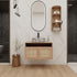 30 inch Floating Vanity with Marble-Veined Ceramic Sink and 12 inch Wall Storage Cabinet