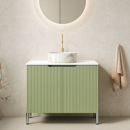 30 inch Green Freestanding Vanity with Vessel Sink