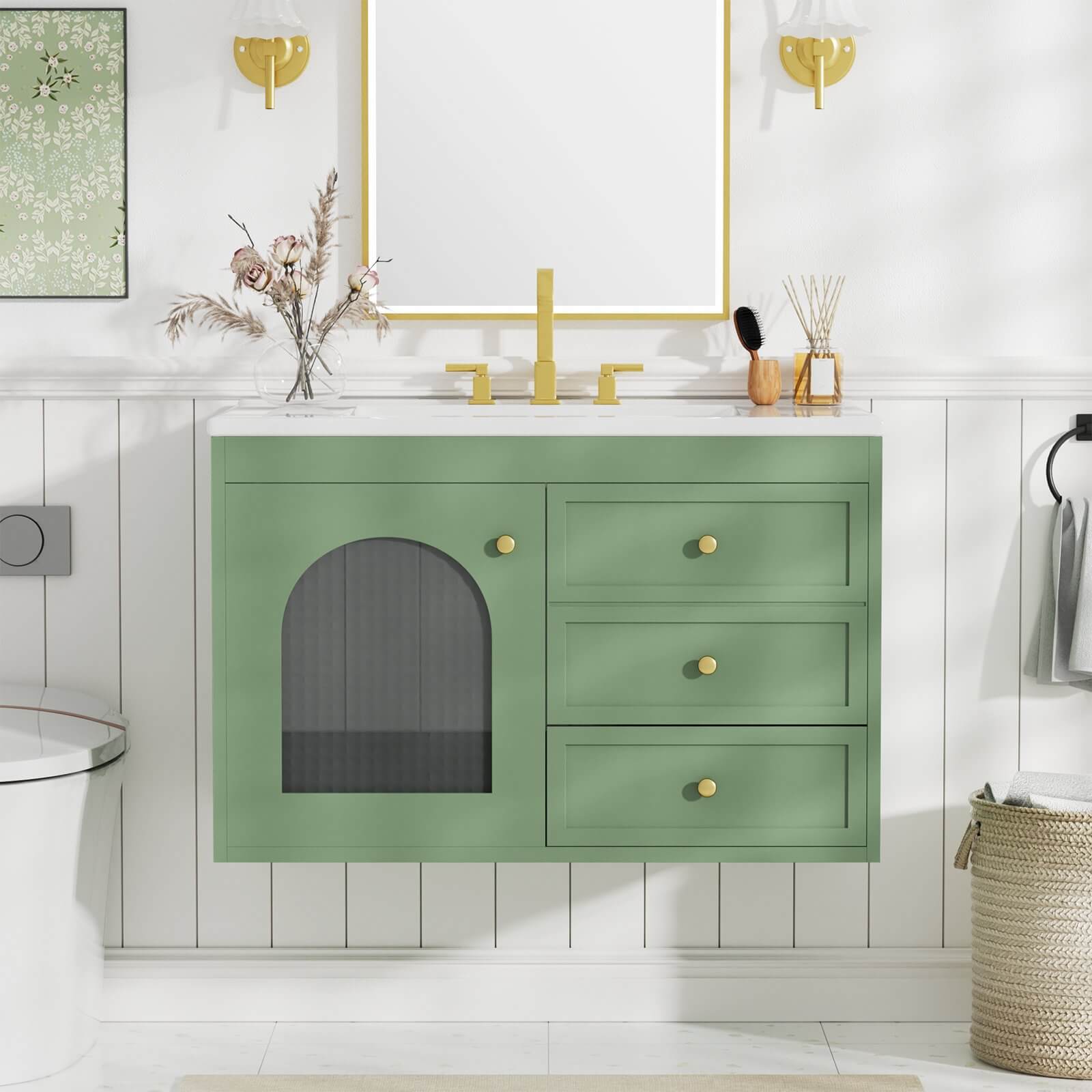 30 Sage Green Wall Mounted MDF Bathroom Vanity Giving Tree Givingtree