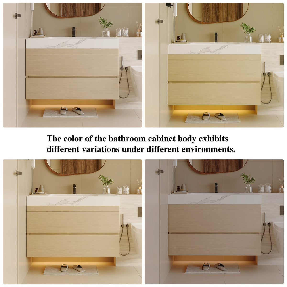 30 inch Wall-Mounted Bathroom Cabinet Color Variations Under Different Lighting