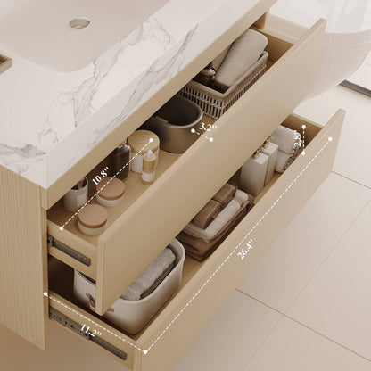 30 inch Wall-Mounted Vanity Internal Drawer Dimension Specifications