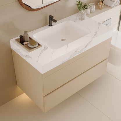 30 inch White Oak Bathroom Vanity Top View Faux Marble Countertop Design