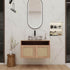 30 inch White Oak Floating Vanity with Marble-Veined Ceramic Sink