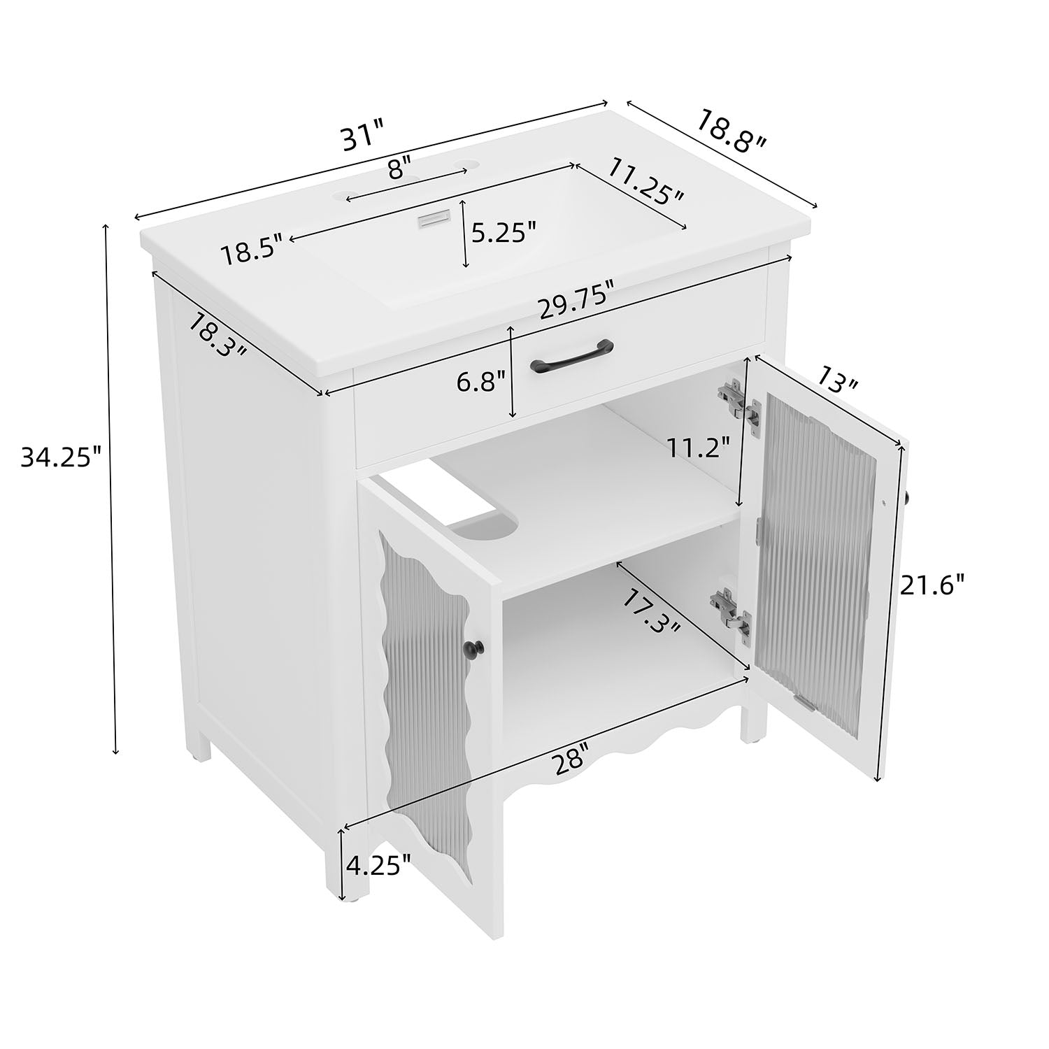 30 inch modern white bathroom vanity dimensions