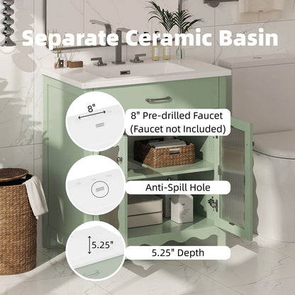 30 inch vanity with ceramic sink and 8 inch widespread faucet holes