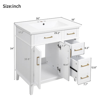 30 inch white bathroom vanity dimensions 
