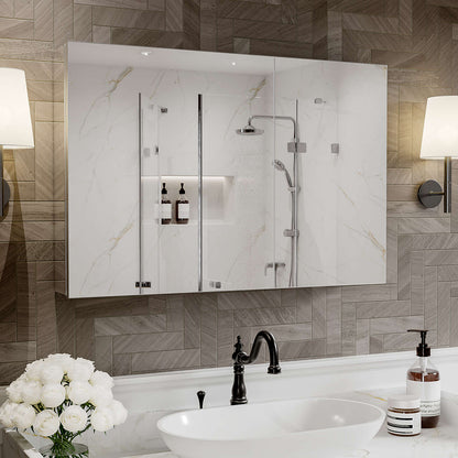 30 x 24-inch mirrored medicine cabinet on a patterned tile wall.