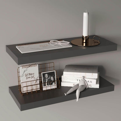 31.5" Matt Gray Floating Shelves for Bathroom Storage (Set of 2)