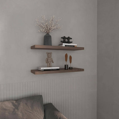 31.5" Walnut Floating Shelves for Bathroom Storage (Set of 2)