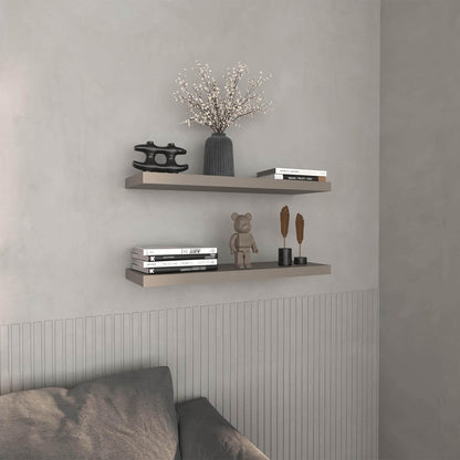 31.5" Taupe Floating Shelves for Bathroom Storage (Set of 2)