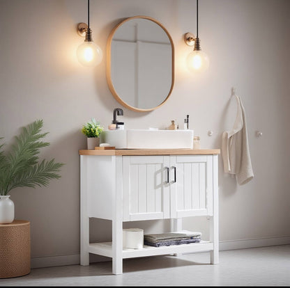 32&quot; Freestanding Vessel Vanity with Solid Wood Structure
